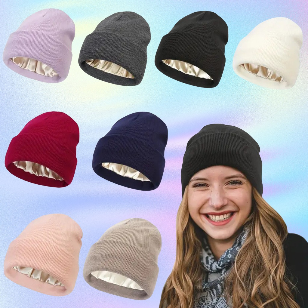 Beanie Cuffed Knit - Unisex Satijn Gevoerde Antistatische Beanie Hoed